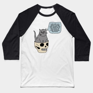 Cat Sitting Into The Skull Baseball T-Shirt